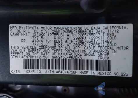 2013 Toyota Tacoma Base V6 from USA, damaged, VIN 3TMLU4EN7DM112150